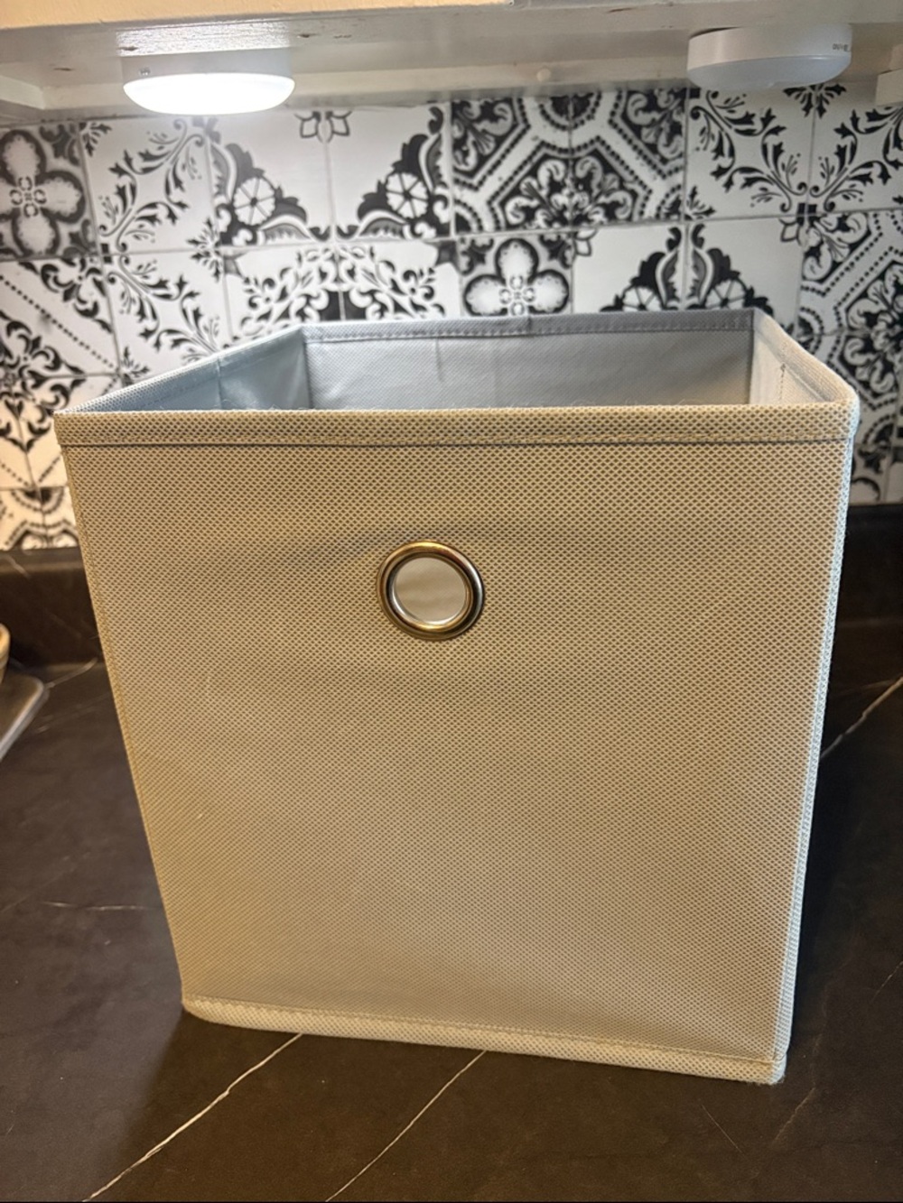 Grey Fabric Storage Cube with Metal Grommet
